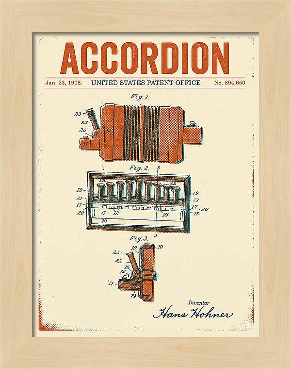 Accordion Hohner Retro Patent Us894650a