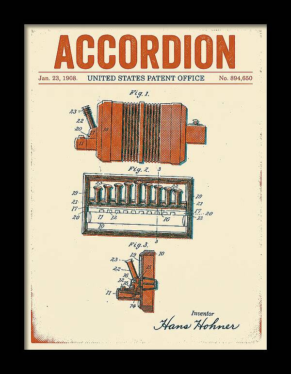 Accordion Hohner Retro Patent Us894650a