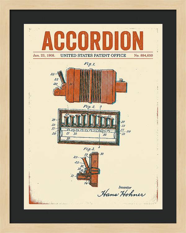 Accordion Hohner Retro Patent Us894650a
