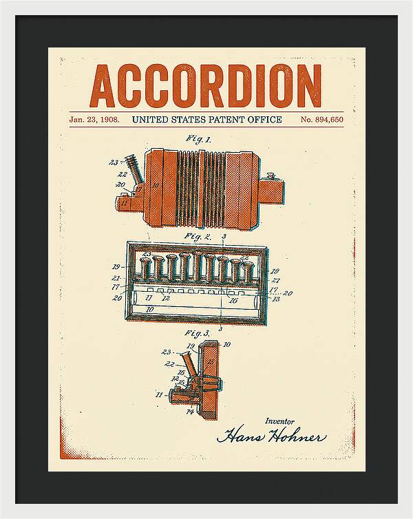 Accordion Hohner Retro Patent Us894650a