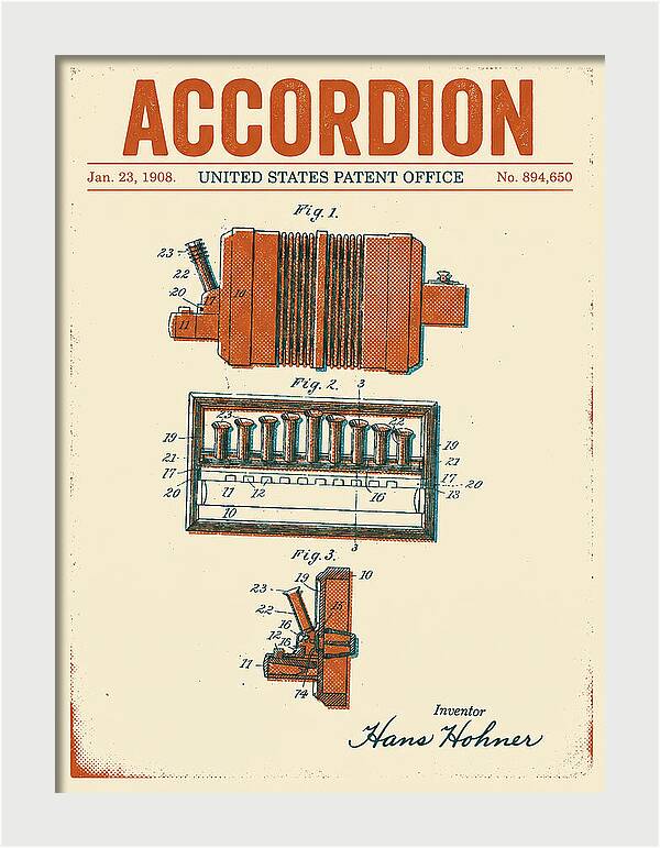 Accordion Hohner Retro Patent Us894650a