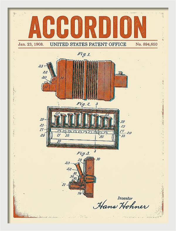 Accordion Hohner Retro Patent Us894650a