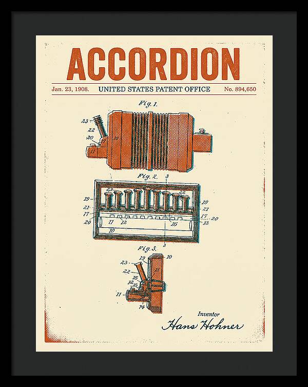 Accordion Hohner Retro Patent Us894650a