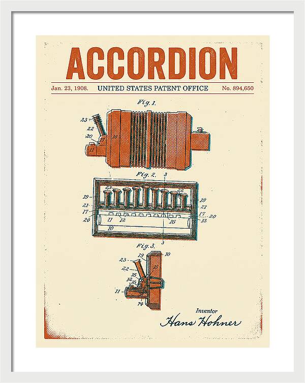 Accordion Hohner Retro Patent Us894650a