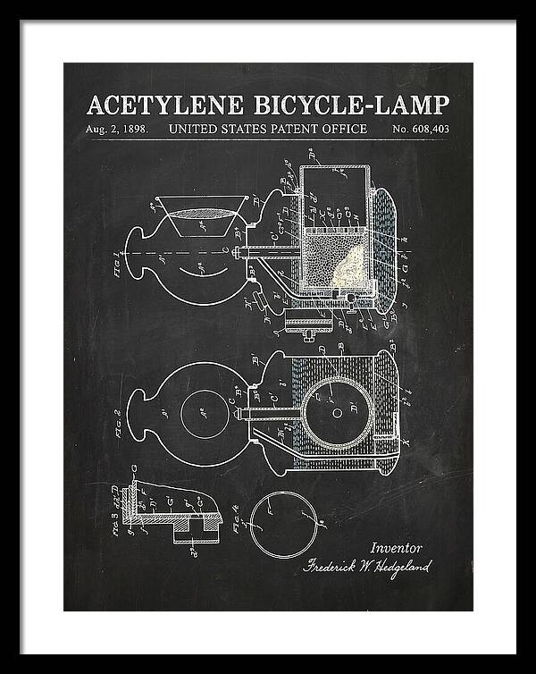 Acetylene Bicycle Lamp Chalkboard Patent Us608403a