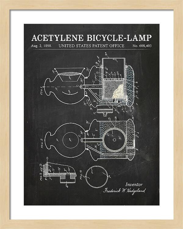Acetylene Bicycle Lamp Chalkboard Patent Us608403a