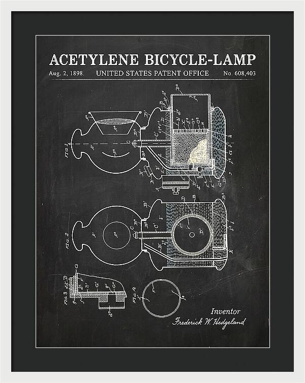 Acetylene Bicycle Lamp Chalkboard Patent Us608403a