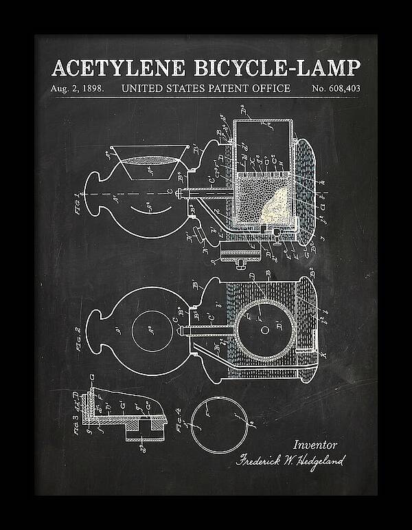 Acetylene Bicycle Lamp Chalkboard Patent Us608403a
