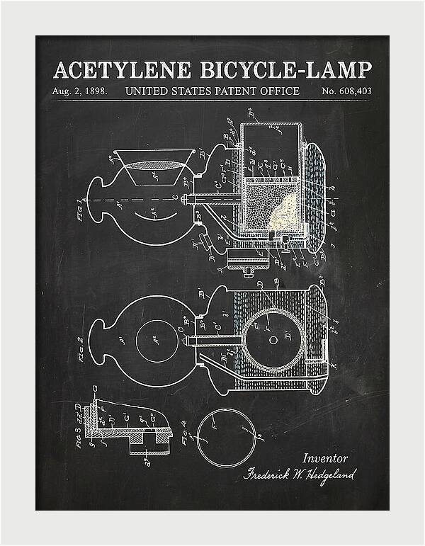 Acetylene Bicycle Lamp Chalkboard Patent Us608403a