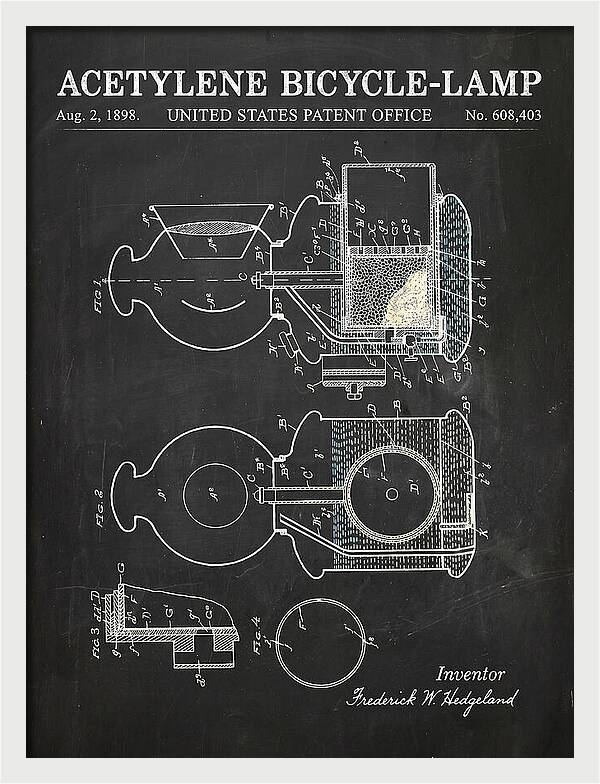 Acetylene Bicycle Lamp Chalkboard Patent Us608403a