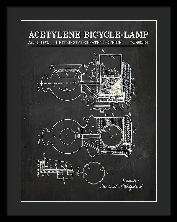 Acetylene Bicycle Lamp Chalkboard Patent Us608403a