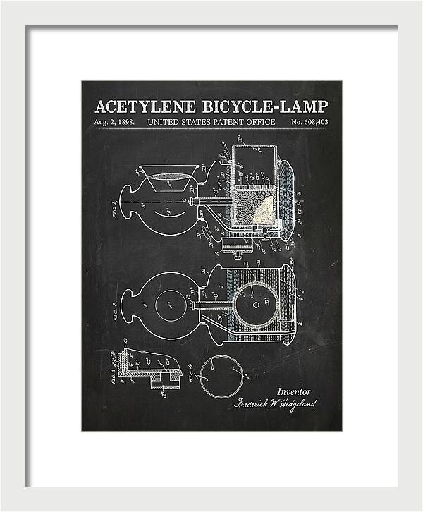 Acetylene Bicycle Lamp Chalkboard Patent Us608403a