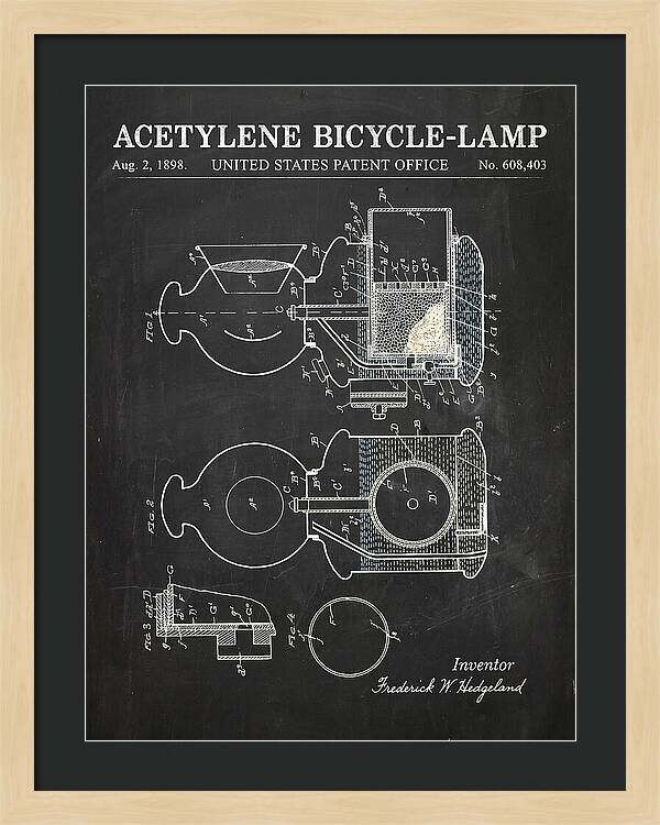 Acetylene Bicycle Lamp Chalkboard Patent Us608403a