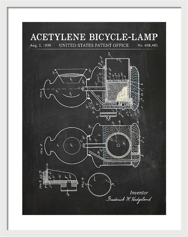 Acetylene Bicycle Lamp Chalkboard Patent Us608403a