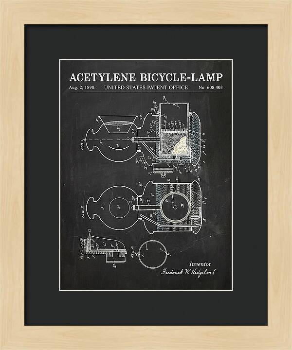 Acetylene Bicycle Lamp Chalkboard Patent Us608403a