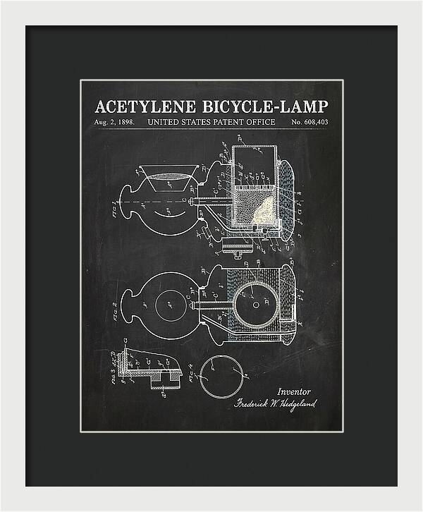 Acetylene Bicycle Lamp Chalkboard Patent Us608403a