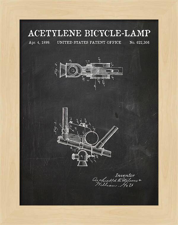 Acetylene Bicycle Lamp Chalkboard Patent Us622306a
