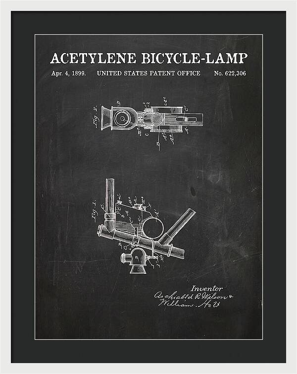 Acetylene Bicycle Lamp Chalkboard Patent Us622306a