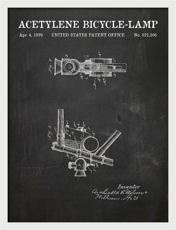 Acetylene Bicycle Lamp Chalkboard Patent Us622306a