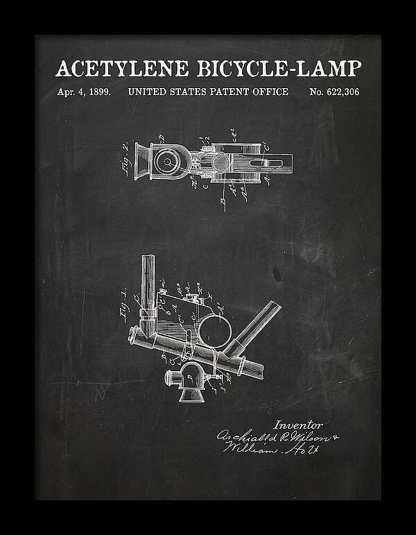 Acetylene Bicycle Lamp Chalkboard Patent Us622306a