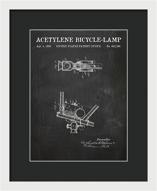 Acetylene Bicycle Lamp Chalkboard Patent Us622306a