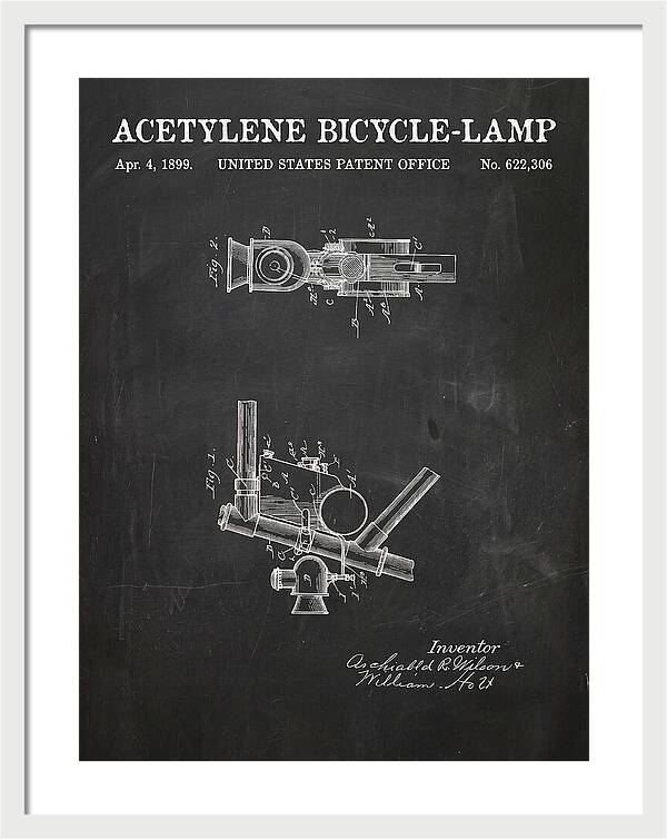 Acetylene Bicycle Lamp Chalkboard Patent Us622306a