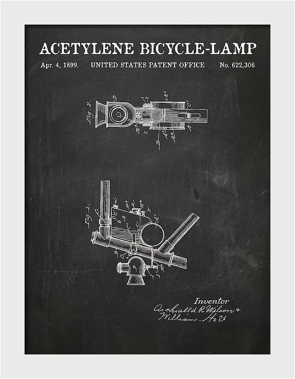 Acetylene Bicycle Lamp Chalkboard Patent Us622306a