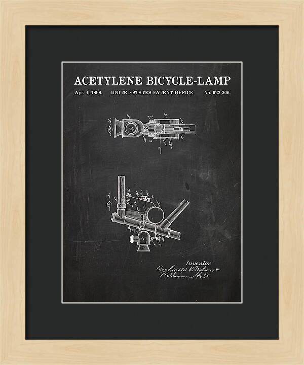 Acetylene Bicycle Lamp Chalkboard Patent Us622306a