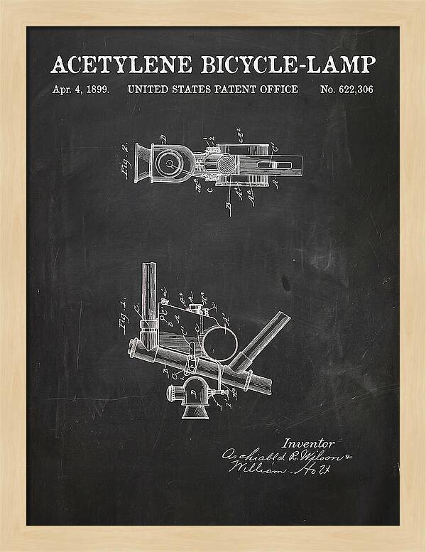 Acetylene Bicycle Lamp Chalkboard Patent Us622306a