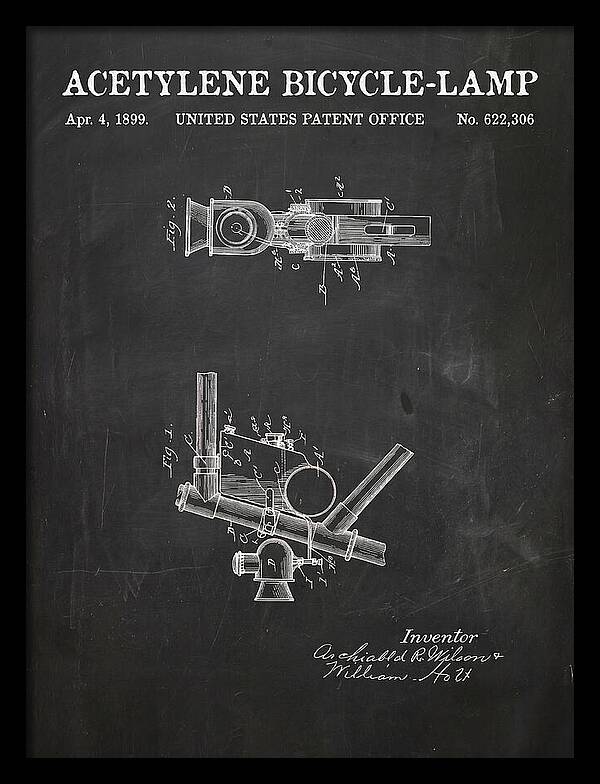 Acetylene Bicycle Lamp Chalkboard Patent Us622306a