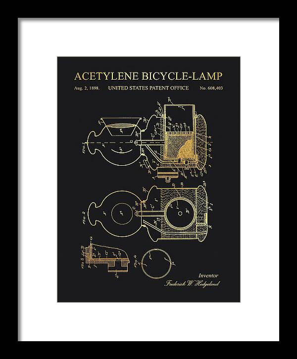 Acetylene Bicycle Lamp Gold Patent Us608403a