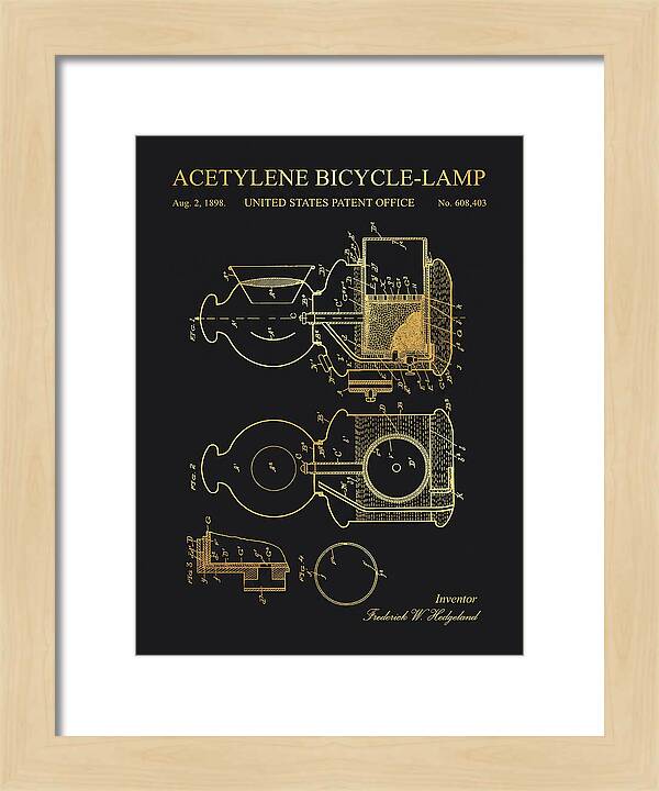 Acetylene Bicycle Lamp Gold Patent Us608403a