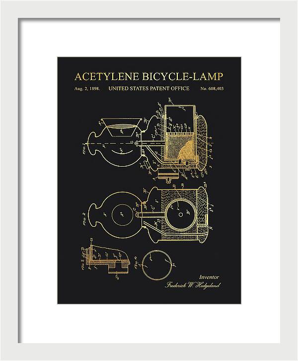 Acetylene Bicycle Lamp Gold Patent Us608403a