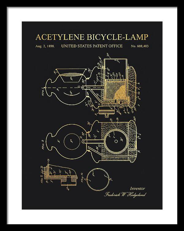 Acetylene Bicycle Lamp Gold Patent Us608403a