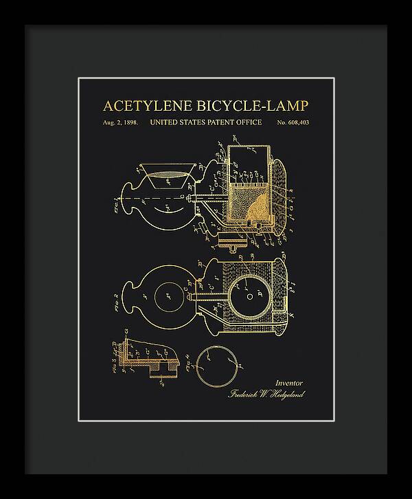 Acetylene Bicycle Lamp Gold Patent Us608403a