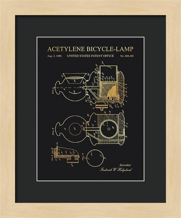 Acetylene Bicycle Lamp Gold Patent Us608403a