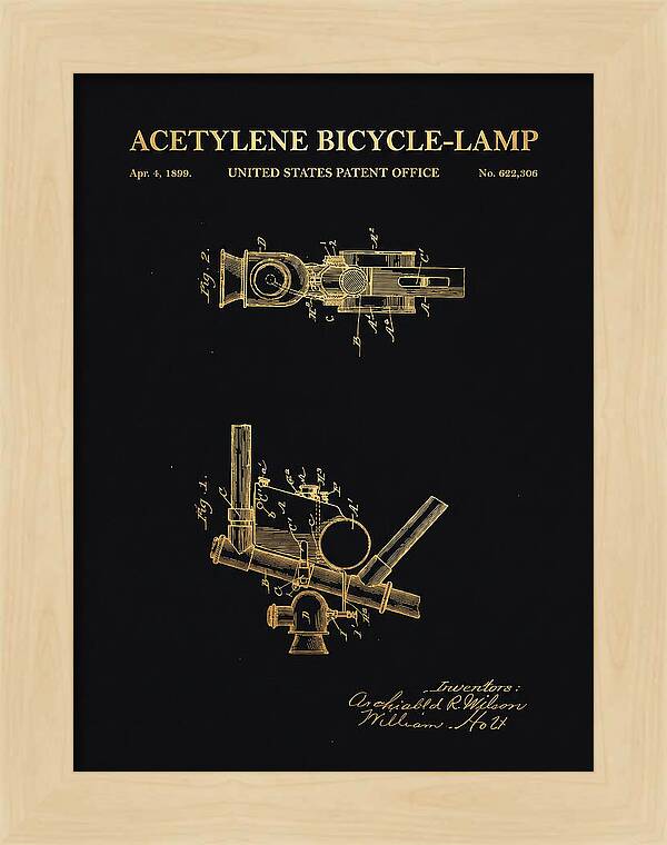 Acetylene Bicycle Lamp Gold Patent Us622306a