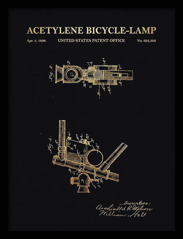 Acetylene Bicycle Lamp Gold Patent Us622306a