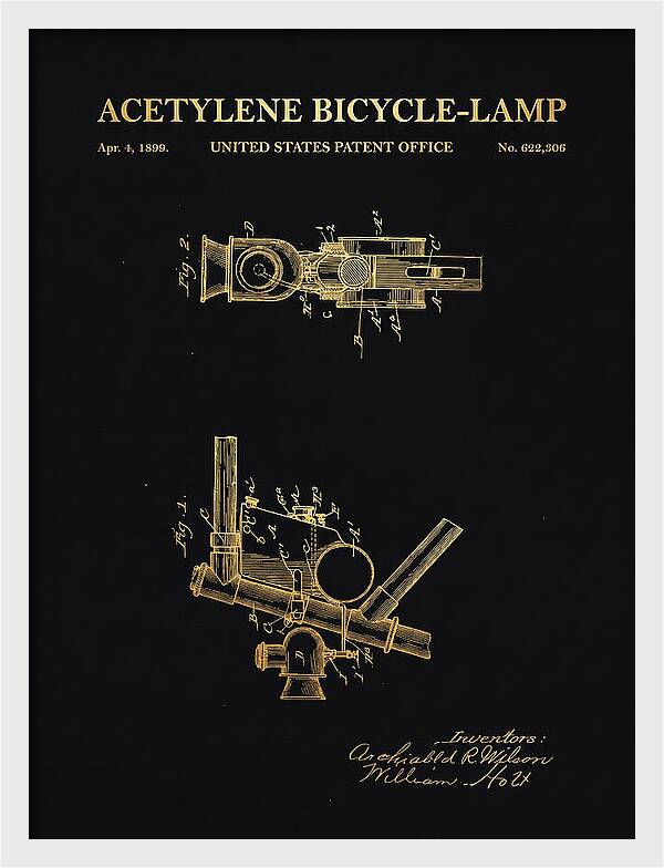 Acetylene Bicycle Lamp Gold Patent Us622306a