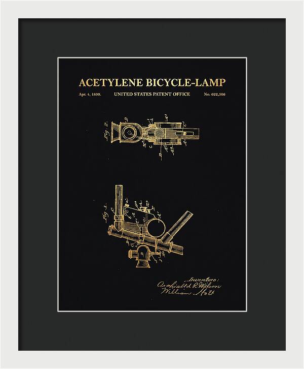Acetylene Bicycle Lamp Gold Patent Us622306a