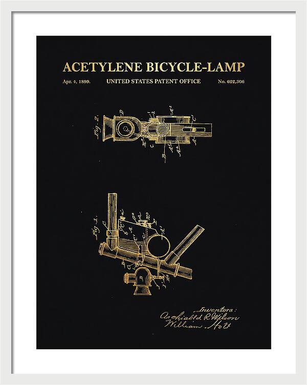 Acetylene Bicycle Lamp Gold Patent Us622306a
