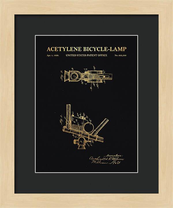 Acetylene Bicycle Lamp Gold Patent Us622306a
