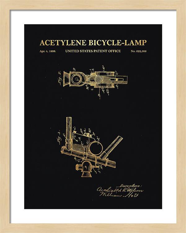 Acetylene Bicycle Lamp Gold Patent Us622306a