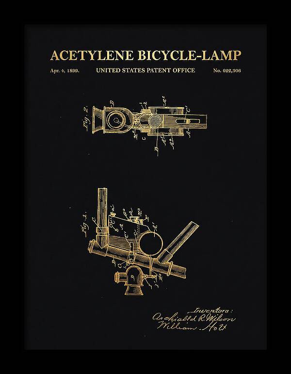 Acetylene Bicycle Lamp Gold Patent Us622306a