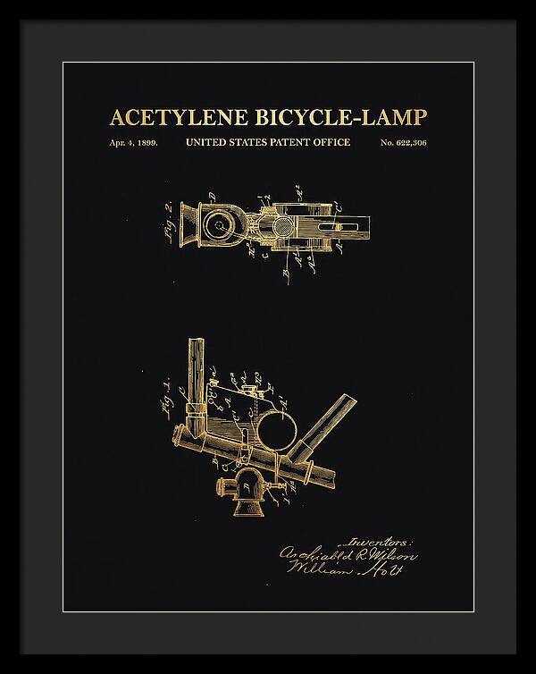 Acetylene Bicycle Lamp Gold Patent Us622306a