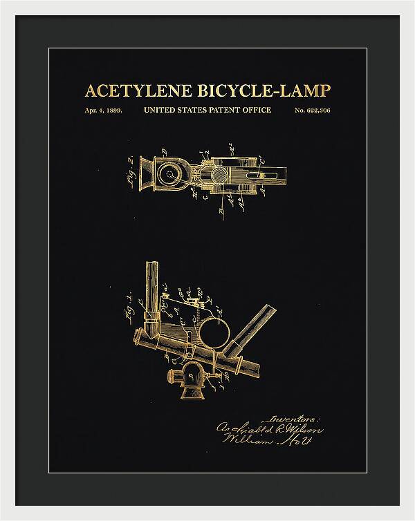 Acetylene Bicycle Lamp Gold Patent Us622306a