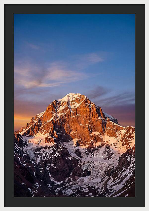 Aconcagua South Face At Golden Hour