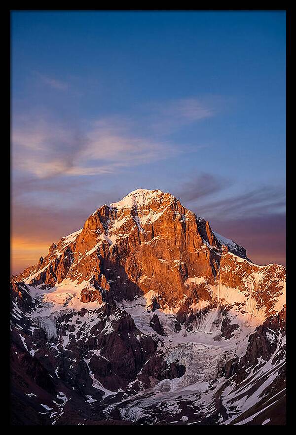 Aconcagua South Face At Golden Hour