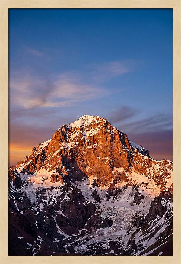Aconcagua South Face At Golden Hour