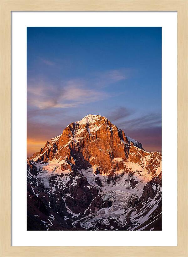 Aconcagua South Face At Golden Hour
